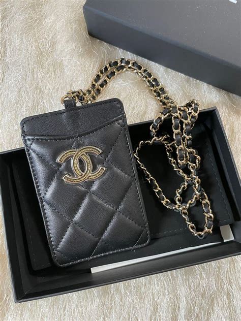 chanel ipad mini case uk|Chanel card holder lanyard.